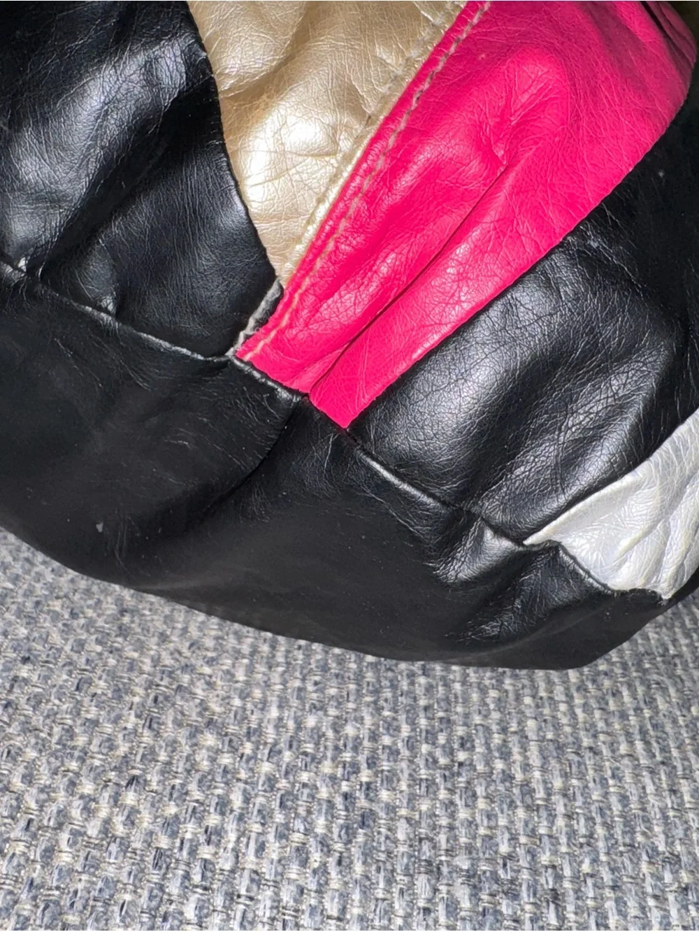 Y2K Multi-Color Patchwork Leather Hobo Bag